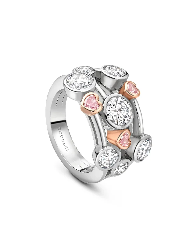 women’s special occasion ring-Raindance Pink Diamond Heart Platinum Ring