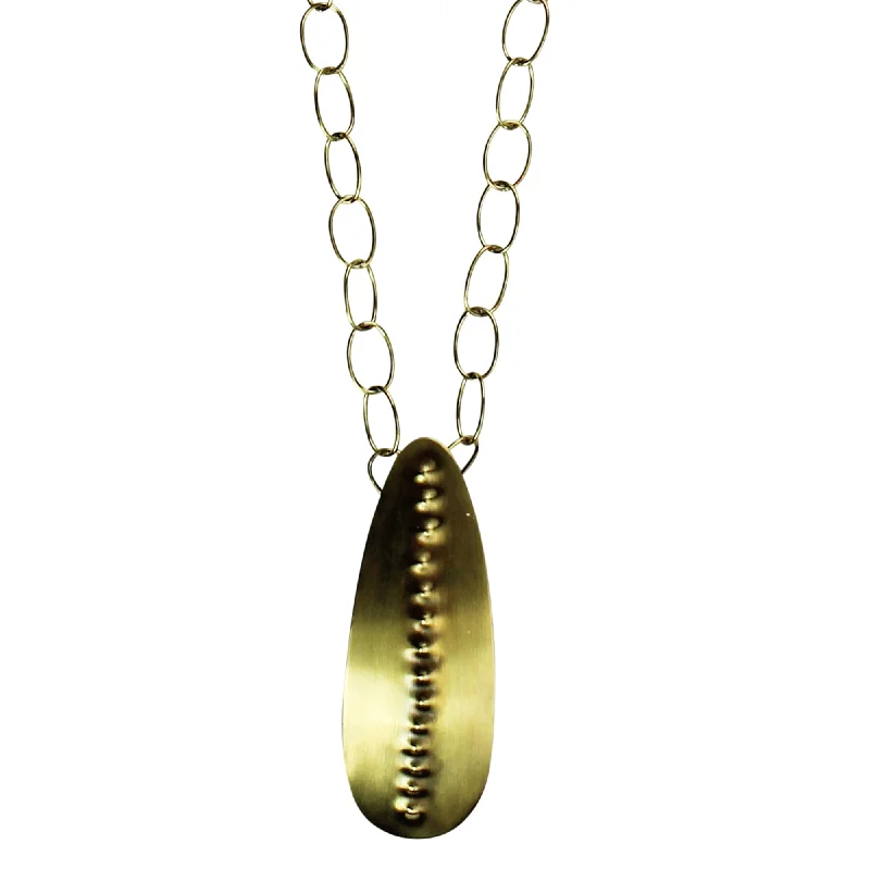 women’s twisted rope necklace-Obara Necklace, Brass, Teardrop