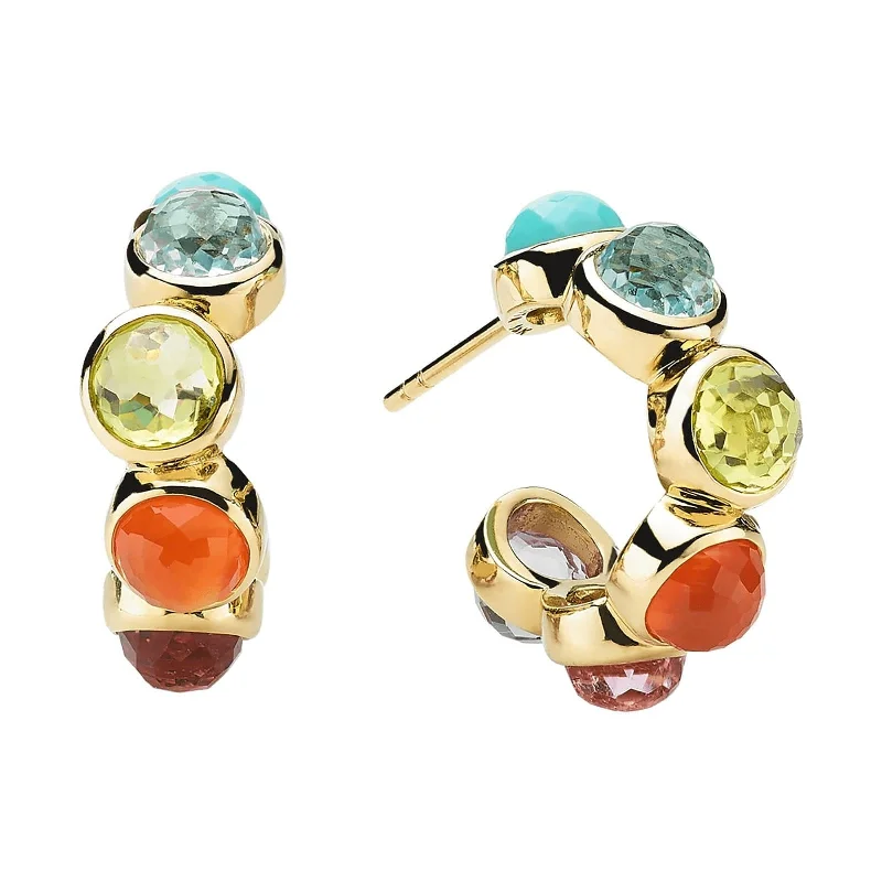 women’s art deco earrings-All-Stone Tiny Hoop Earrings in Rainbow