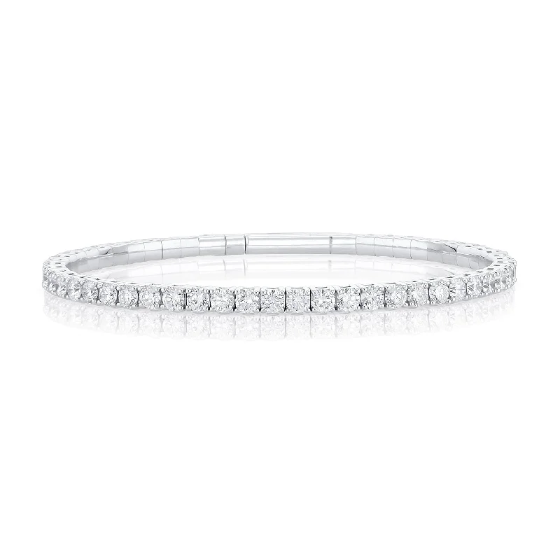 women’s wide bracelet-6.00 Carat Round Diamond Flexible Bangle in 14K White Gold