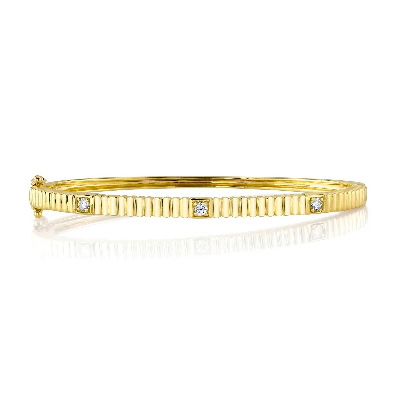 women’s round bangle-Diamond Grooved Bangle