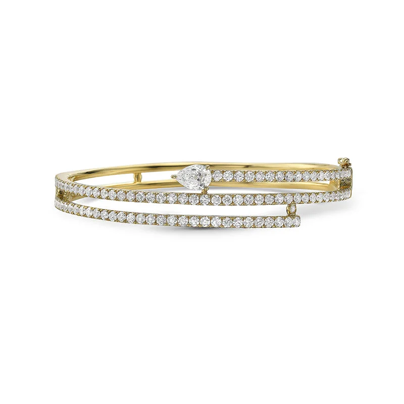 women’s diamond tennis bracelet-18k Yellow Gold Wrap Bangle