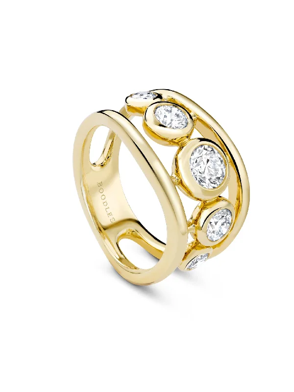 women’s gold-plated ring-Beach Diamond Yellow Gold Ring