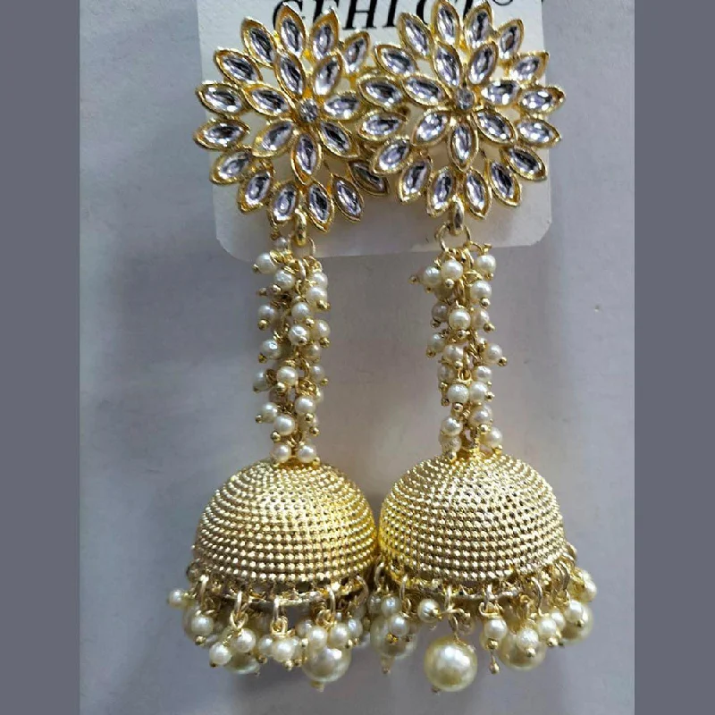 women’s hoop silver earrings-Manisha Jewellery Kundan Stone  Jhumkis Earrings