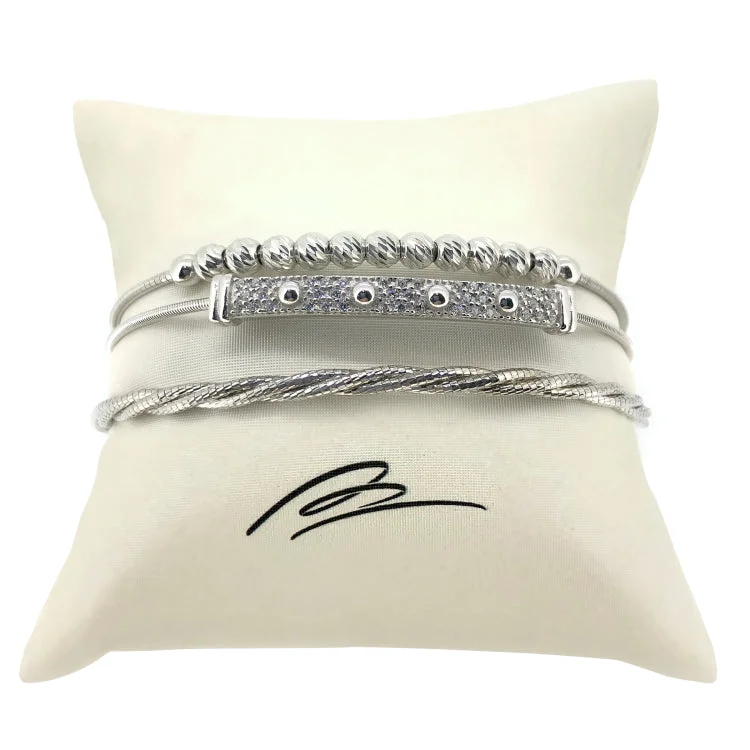 women’s gemstone bracelet-Silver Stack