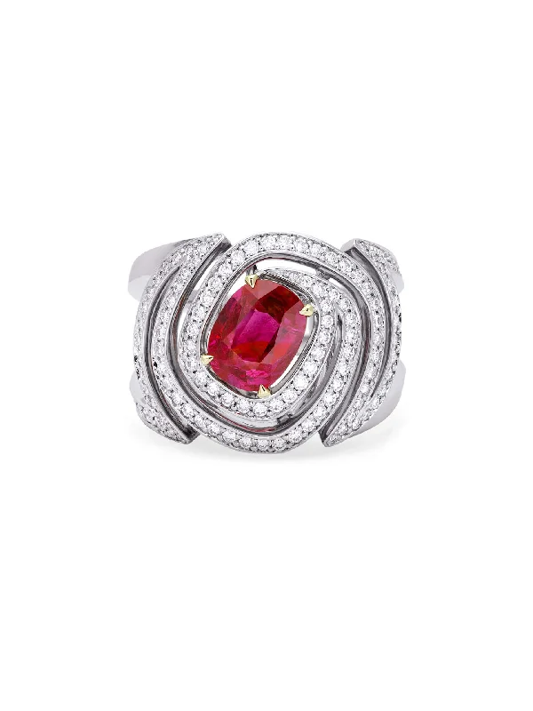 women’s birthstone ring-Ruby Impressions Platinum Ring