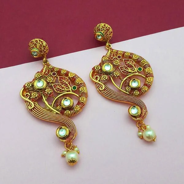 women’s drop earrings-Nikita Arts Gold Plated Stone And Maroon Meenakari Copper Matte Dangler Earrings - 1313120A