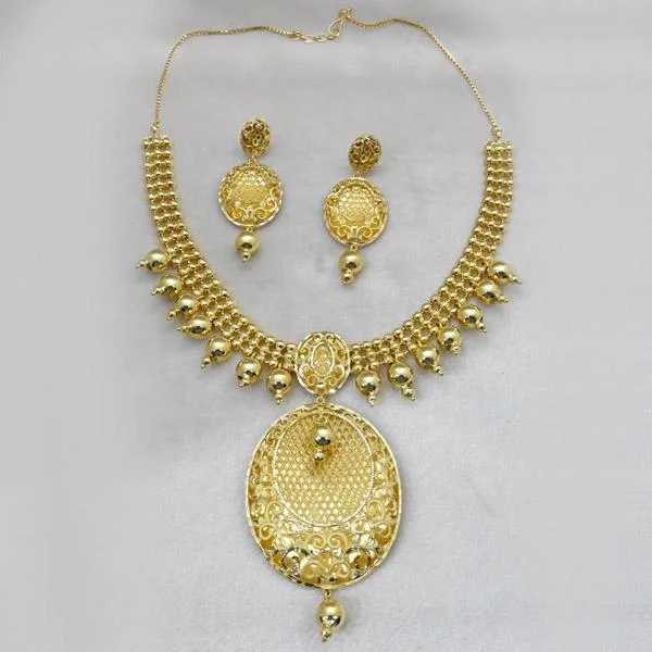 women’s diamond pendant necklace-Utkrishtt Forming Gold Plated Copper Necklace Set - 1107864