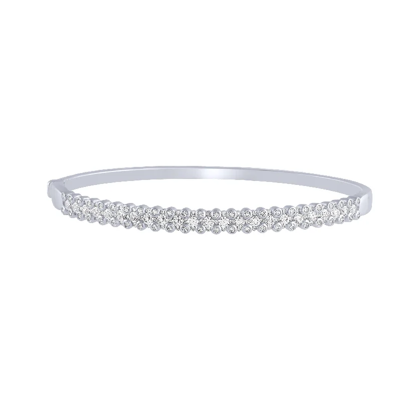 women’s statement bracelet-14K White Gold 1.50Ct Diamond Bangle