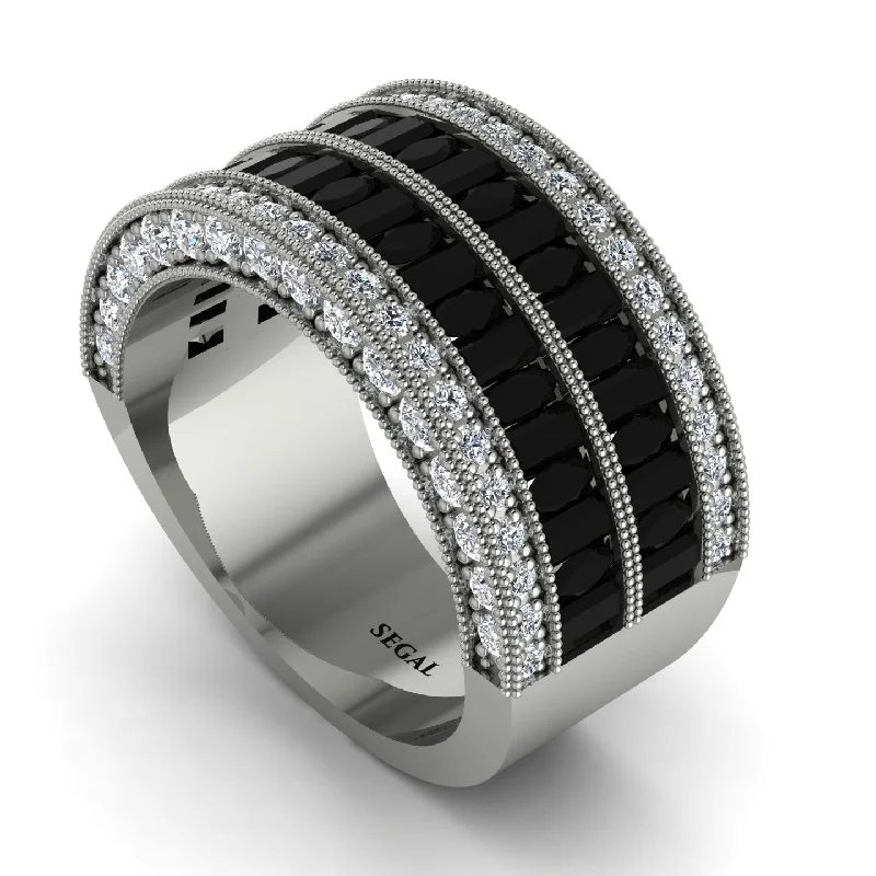 women’s classic engagement rings-Black Diamond Multi-Row Halo Wedding Band - Blake No. 9