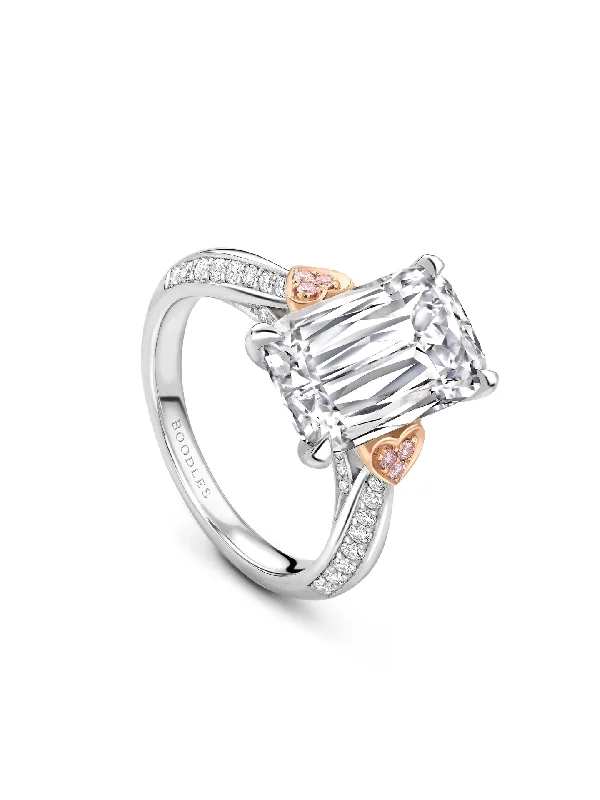 women’s art deco ring-Petal Ashoka White and Pink Diamond Platinum Ring