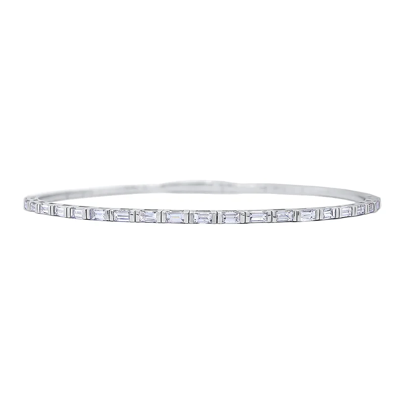 women’s luxury silver bracelet-Diamond Flex Bangle