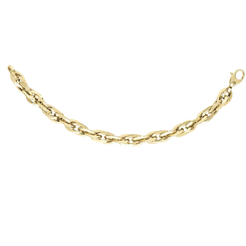 women’s colorful gemstone bracelet-14K Gold Polished Graduated Double Oval Link Chain