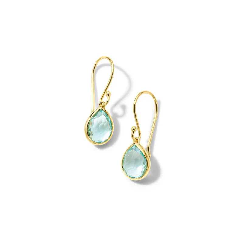 women’s vintage gemstone earrings-Blue Topaz Rock Candy Teenty Teardrop Earrings