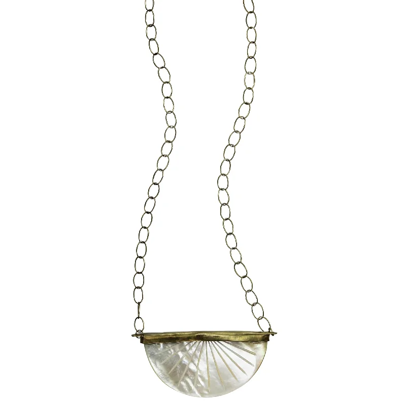 women’s delicate necklace-Zahara Necklace, Sunburst, Mother of Pearl