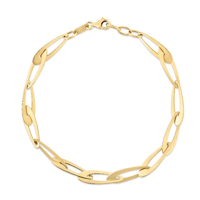 women’s pearl bracelet-14K Gold Italian Oval Links Chain