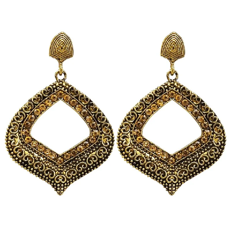 women’s stud earrings-Kriaa Stone Antique Gold Plated Dangler Earrings