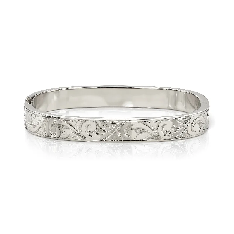 women’s oval-shaped bracelet-ALEX BANGLE - ENGRAVED