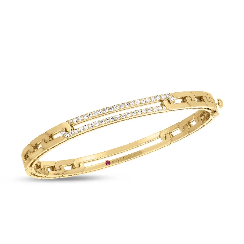 women’s infinity bracelet-18kt Yellow Gold Navarra Pave Diamond Extended Link Bangle