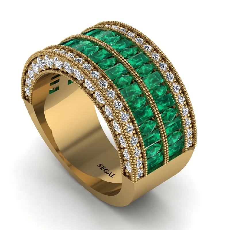 women’s ethical engagement rings-Emerald Multi-Row Halo Wedding Band - Blake No. 4