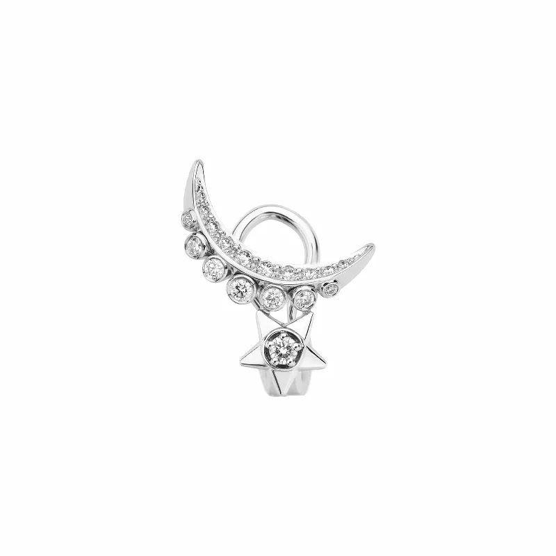 women’s designer earrings-Lune Single Earring with Diamonds