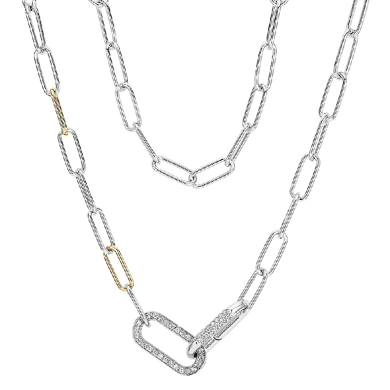 women’s retro style necklace-Necklace with 0.72 carats* of Round Brilliant diamond simulants in 10 carat yellow gold and sterling silver