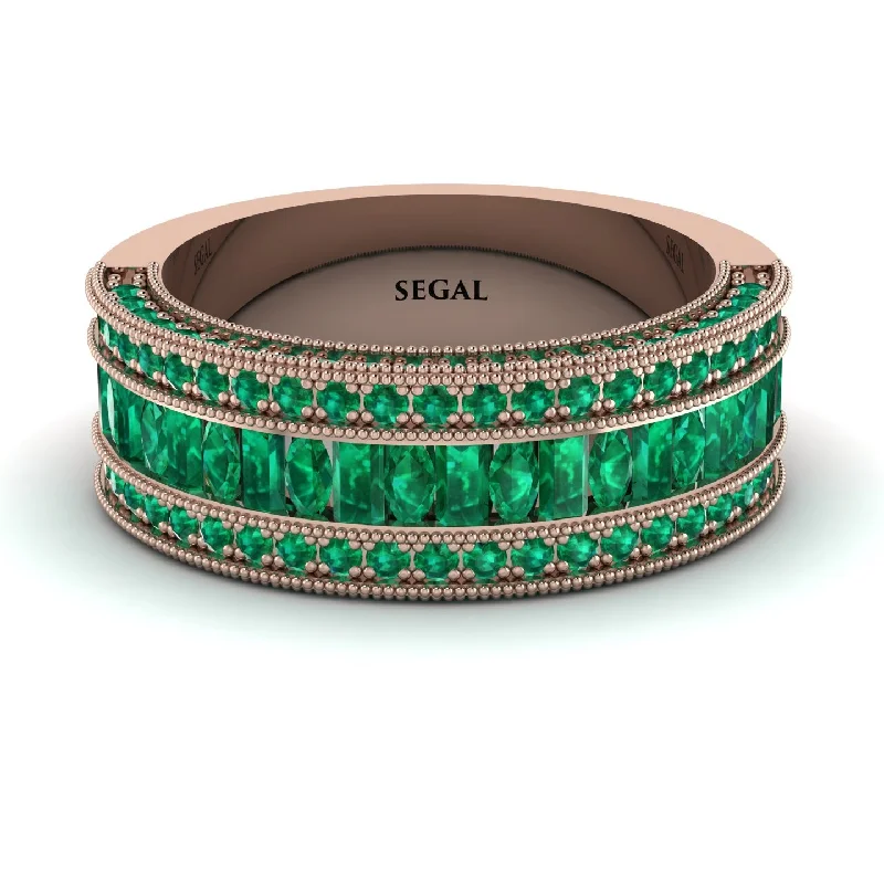 women’s two-tone engagement rings-Emerald 14K Gold Pave Wedding Band - Mikayla No. 20