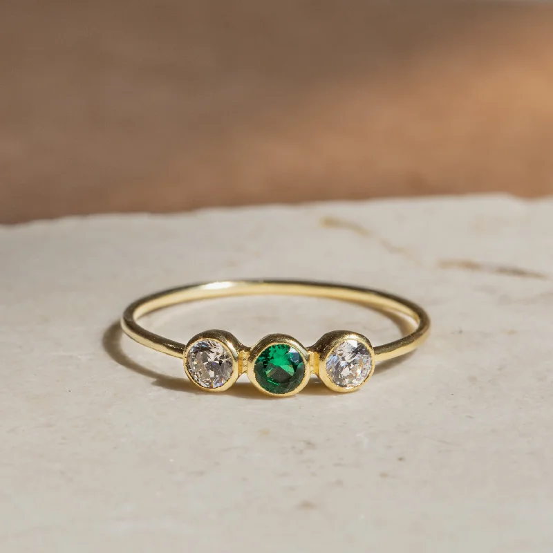 women’s gemstone wedding ring-Triple Birthstone Ring