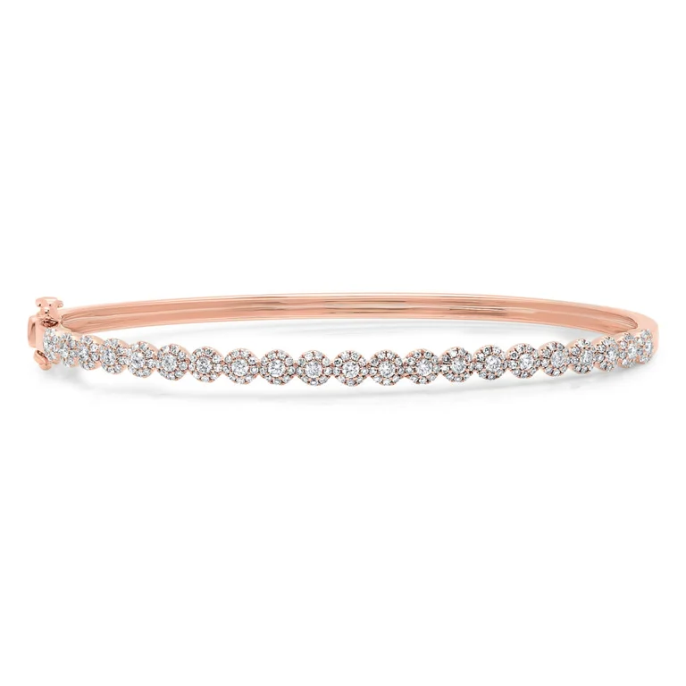 women’s personalized bracelet-14K Rose Gold Diamond Cluster Small Bangle