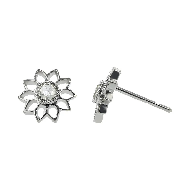 women’s pearl and diamond earrings-The Sunflower Earrings