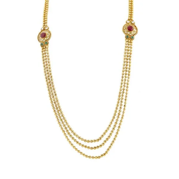 women’s unique pendant necklace-Utkrishtt Gold Plated Maroon Pota Stone Necklace - 1104518