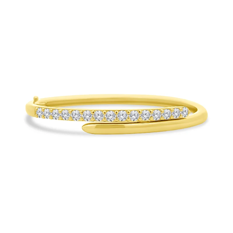 women’s wide bracelet-Diamond Bypass Bangle