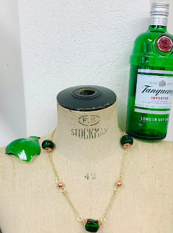 women’s solitaire necklace-Tanqueray recycled glass short necklace