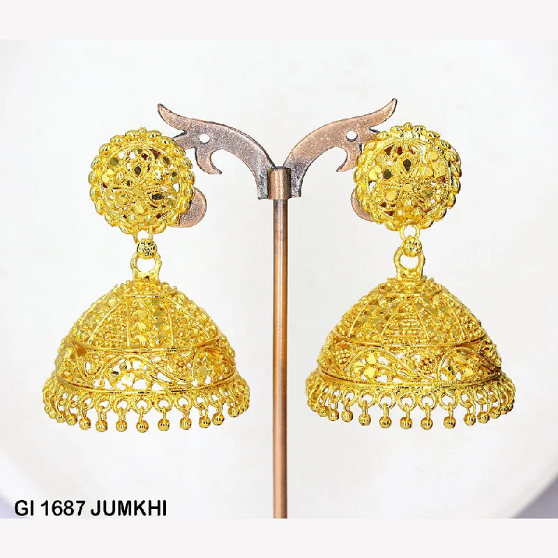 women’s vintage earrings-Mahavir Gold Plated Jhumki Earrings