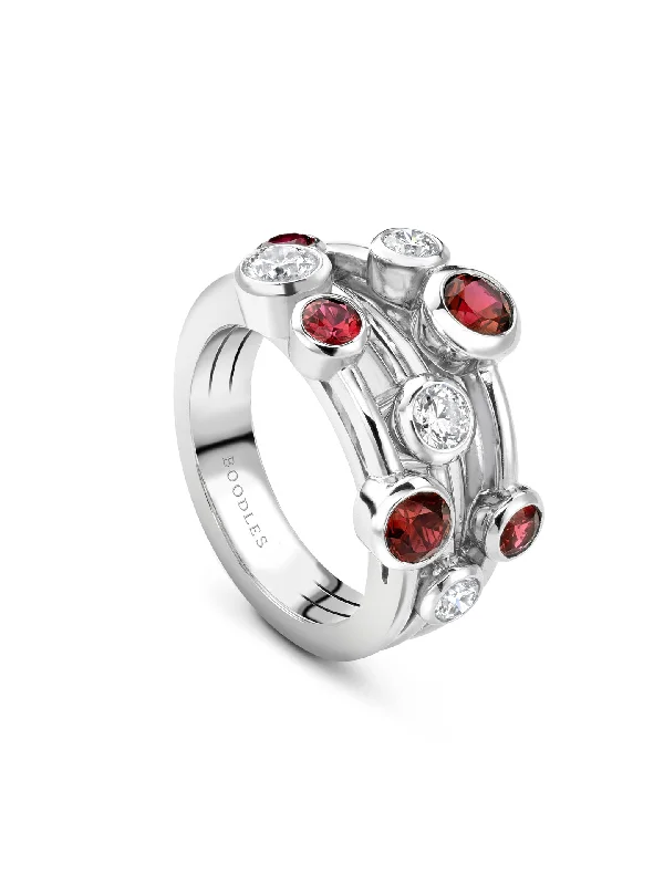 women’s rose gold ring-Raindance Classic Platinum Ruby Ring