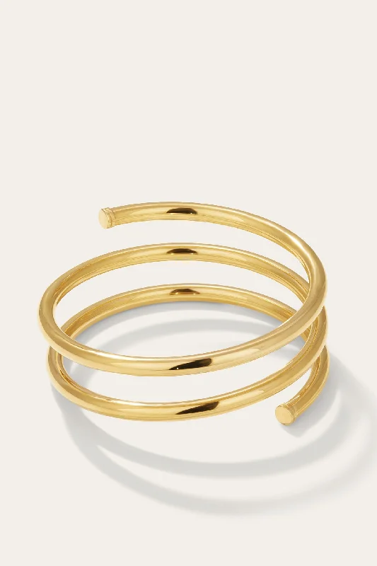 women’s cuff bracelet-Large Coil Gold Plated Bangle