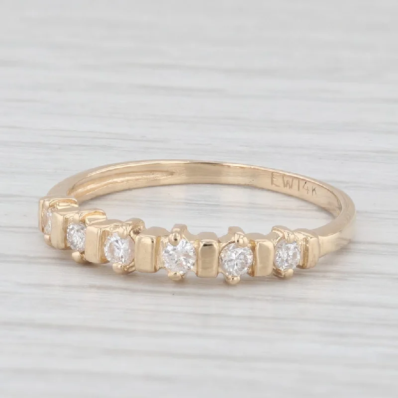 women’s floral halo engagement rings-0.18ctw Diamond Wedding Band 14k Yellow Gold Size 7.5 Anniversary Stackable Ring