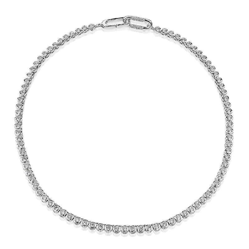 women’s sterling silver necklace-Statement necklace with 9.77 carats* of diamond simulants in sterling silver