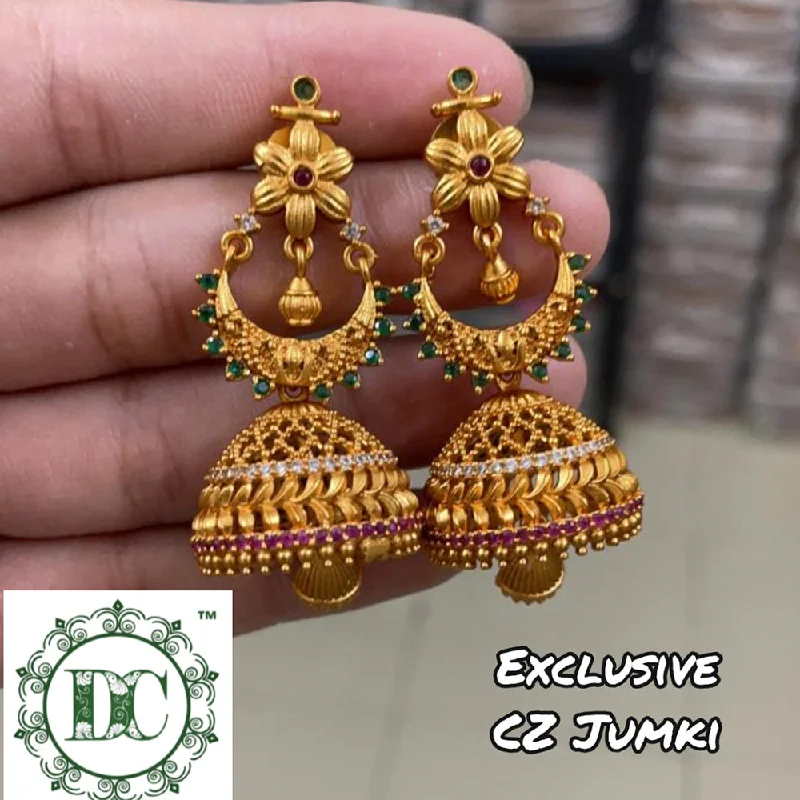 women’s huggie earrings-Diksha Collection Gold Plated Austrian Stone Jhumkis Earrings