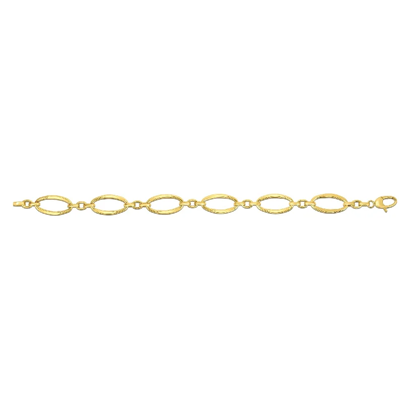 women’s personalized bracelet-14K Gold Polished Three Plus One Oval Link Chain