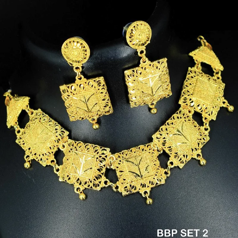 women’s bohemian necklace-Mahavir Forming Gold Necklace Set  - BBP SET 2