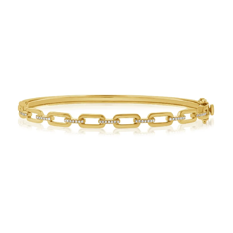 women’s colorful gemstone bracelet-Diamond Link Chain Bangle in 14K Gold