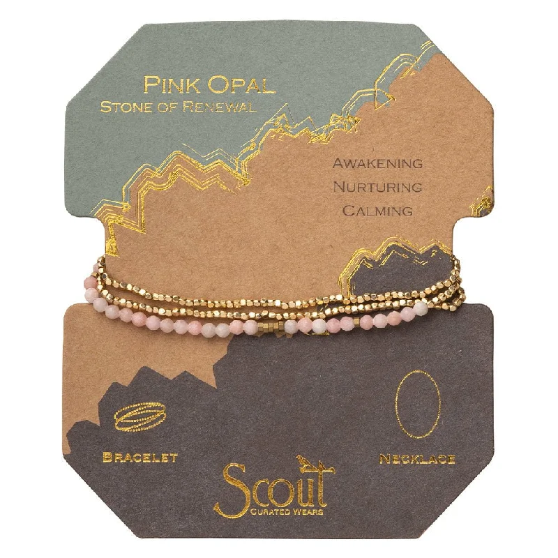 women’s wire-wrapped bracelet-Scout Curated Wears : Delicate Stone Pink Opal - Stone of Renewal