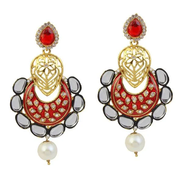 women’s chic earrings-Kriaa Meenakari Gold Plated Kundan Dangler Earrings