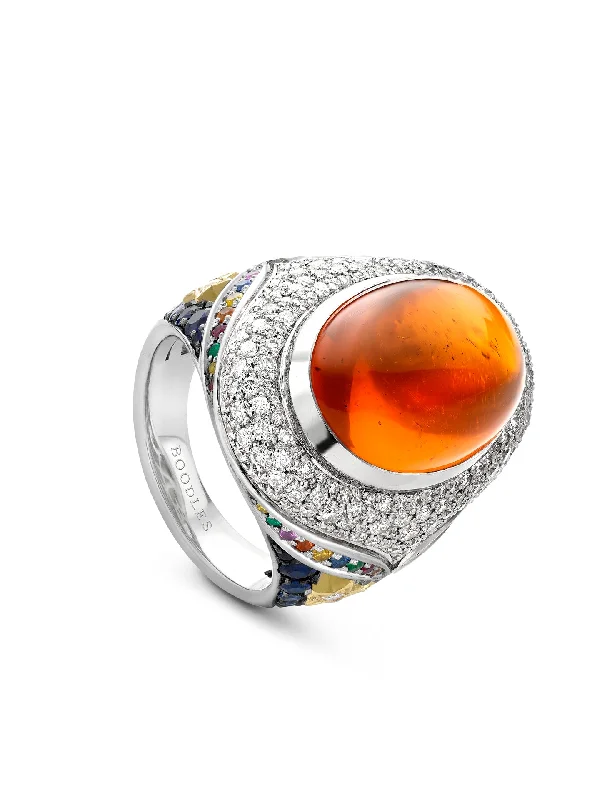 women’s wedding band ring-A Family Journey Ibiza Fire Opal Ring