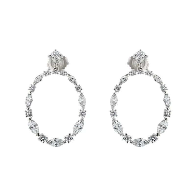 women’s cluster earrings-Starry Night Diamond Drop Hoop Earrings