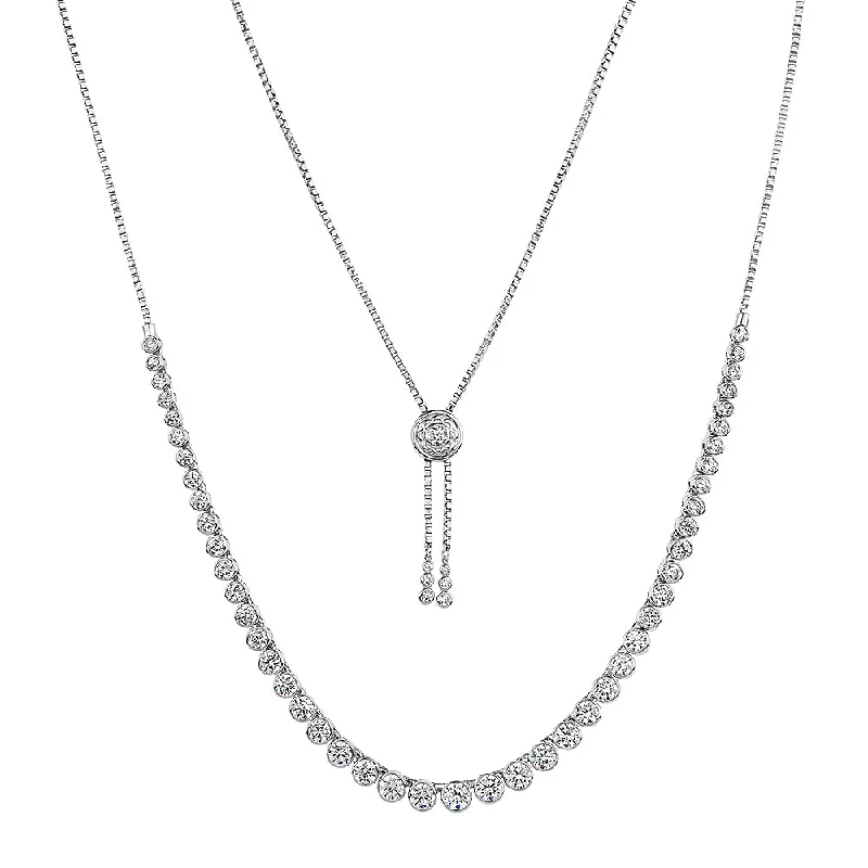 women’s crystal heart necklace-Slider necklace with 9.89 carats* of diamond simulants in sterling silver