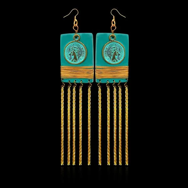 women’s dangling earrings-Urthn Gold Plated Wooden Dangler Earrings - 1313203B