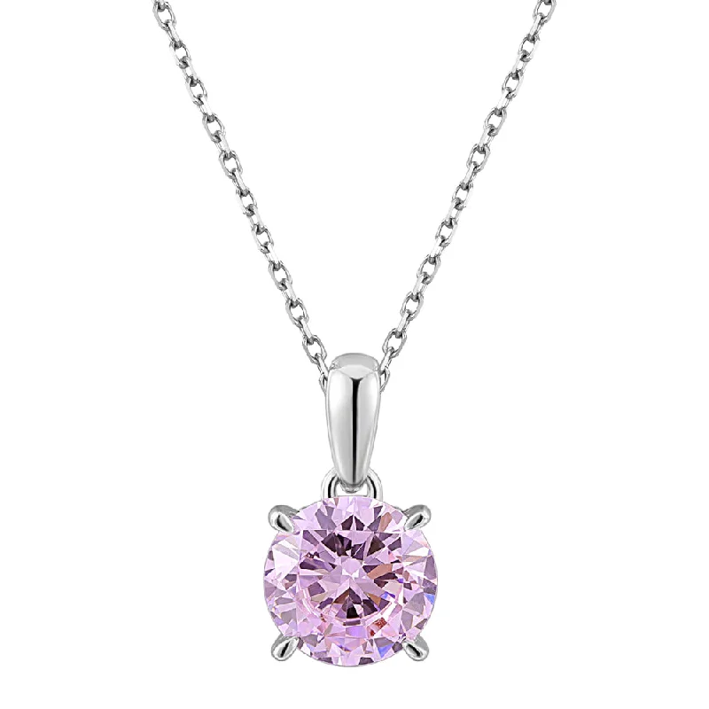 women’s long necklace-Round Brilliant necklace with 1.37 carats* of diamond simulants in sterling silver