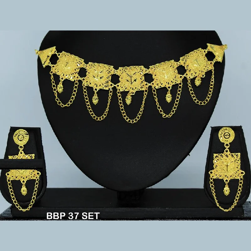 women’s art deco necklace-Mahavir Forming Gold Necklace Set  - BBP SET 37